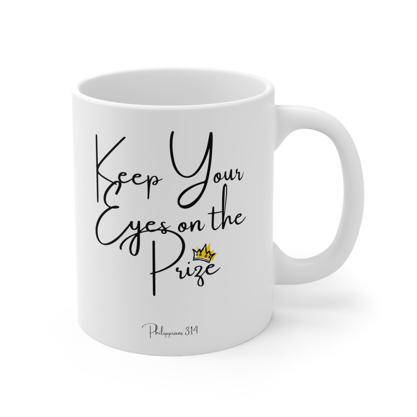 Christian Bible Gift Mug, Philippians 3:14, Keep Your Eyes on the Prize