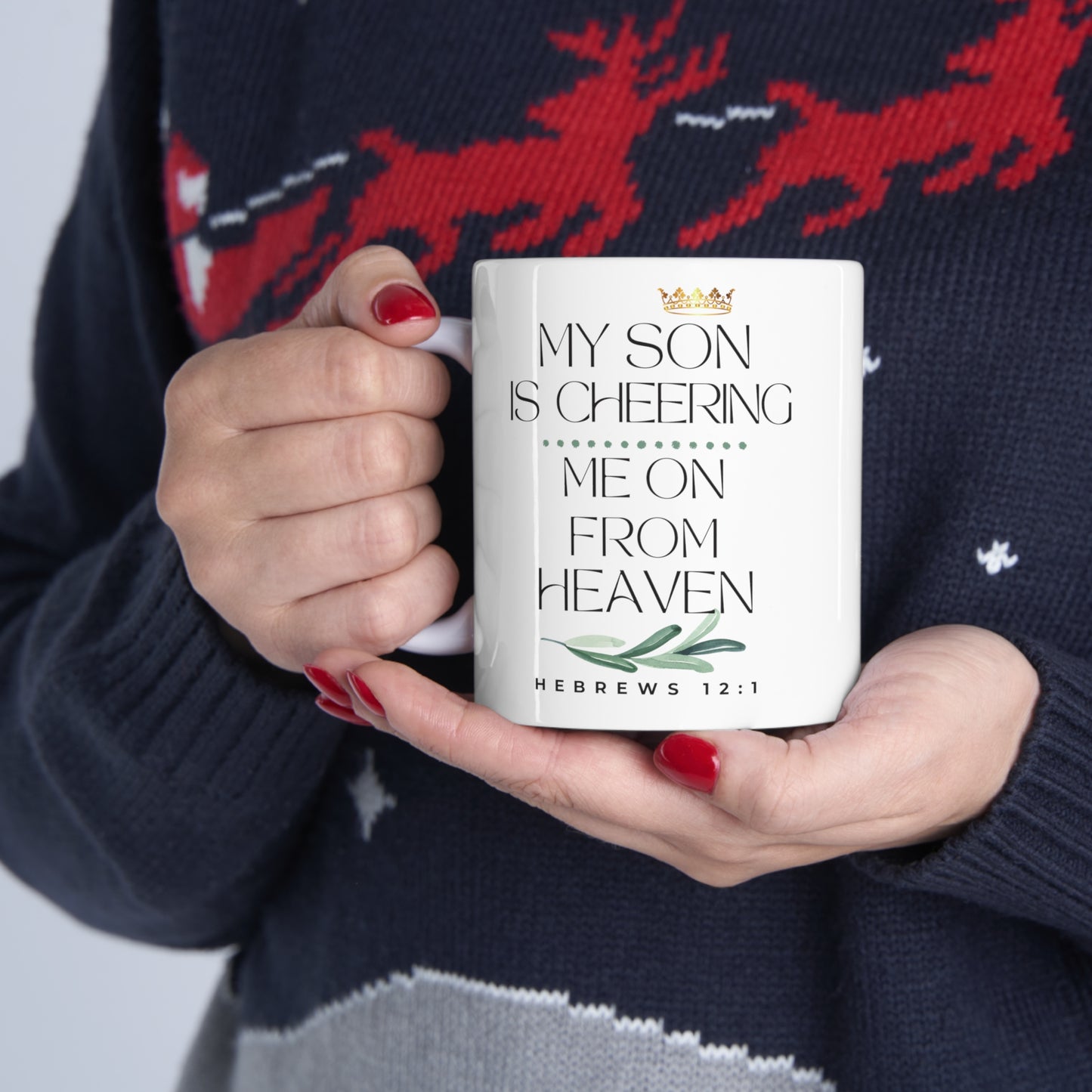 Son Memorial Gift Mug, Cheering Me on from Heaven