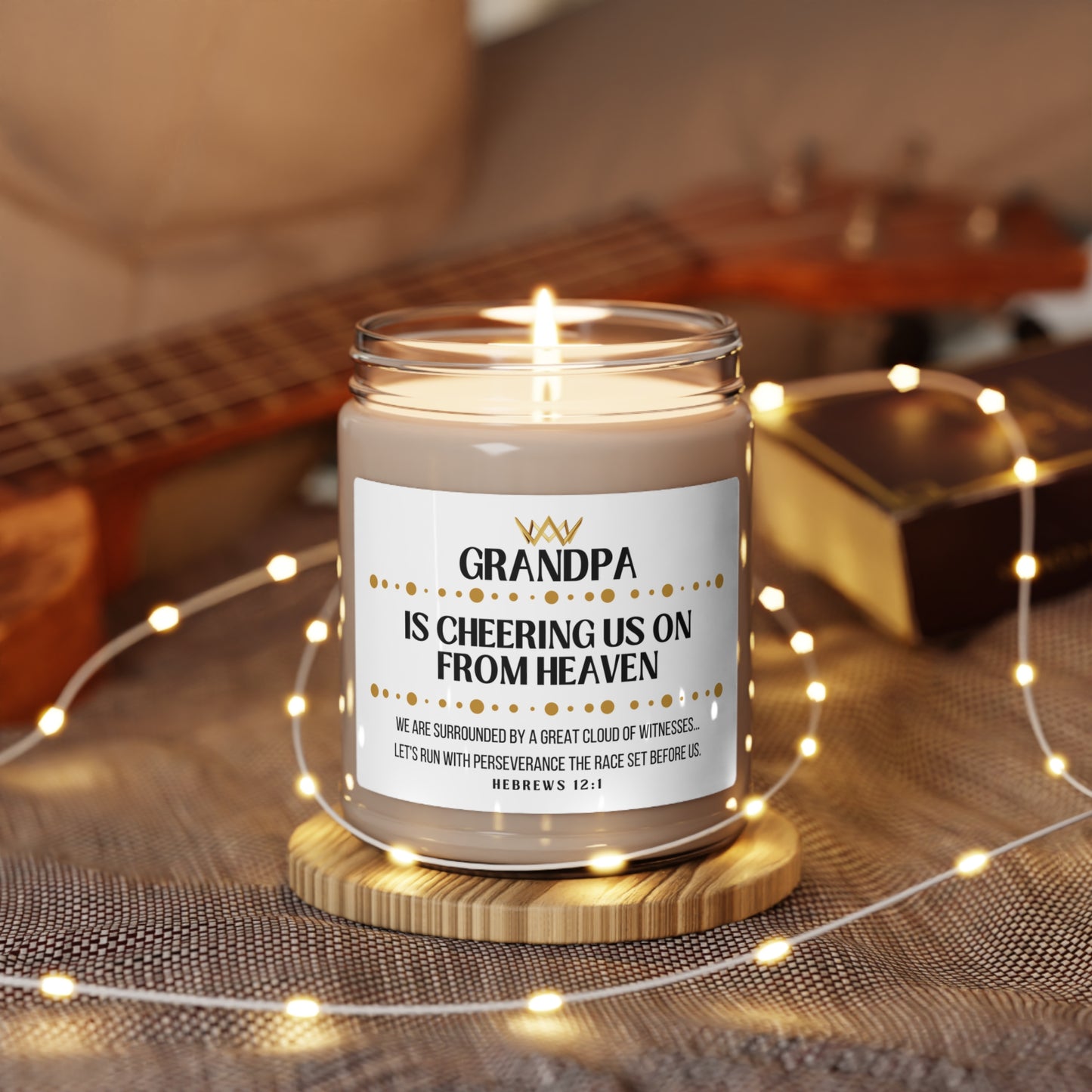 Grandpa Memorial Soy Candle, Cheering Us On From Heaven
