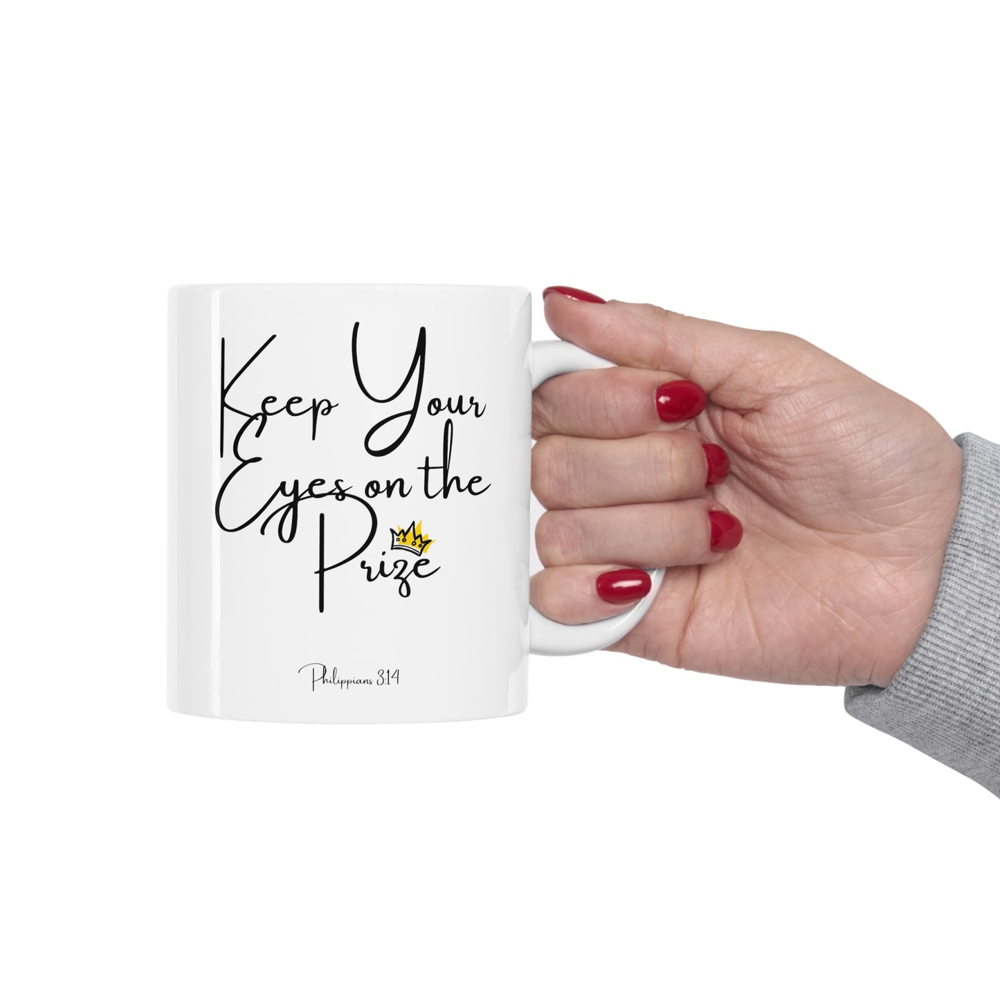 Christian Bible Gift Mug, Philippians 3:14, Keep Your Eyes on the Prize