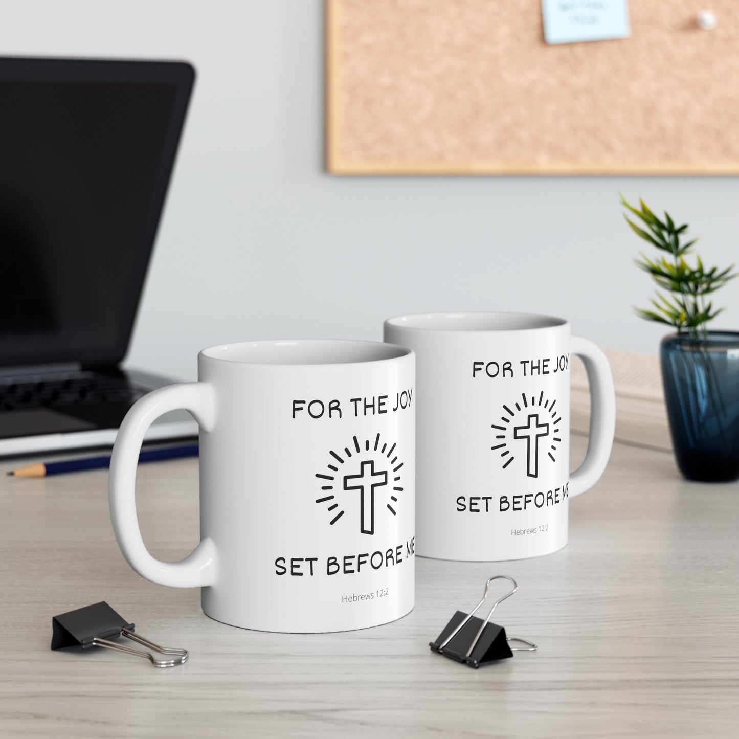 Christian Bible Gift Mug, Hebrews 12:2, For the Joy Set Before Me