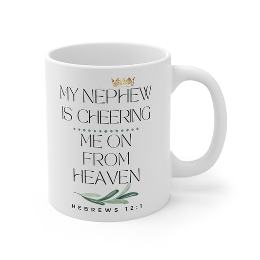 Nephew Memorial Gift Mug, Cheering Me on from Heaven