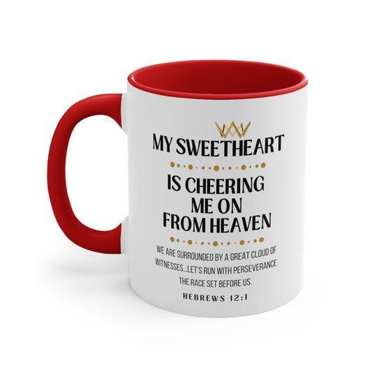 Sweetheart Memorial Gift Mug, Cheering Me On From Heaven