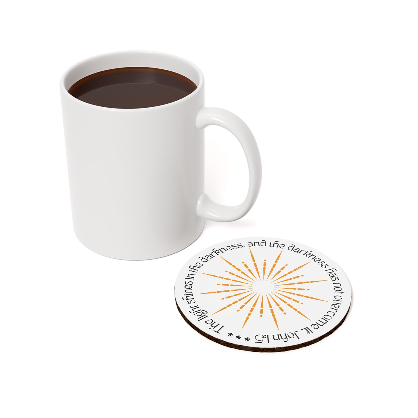 Coaster for Candles, Mugs, Glasses, The Light Shines In the Darkness