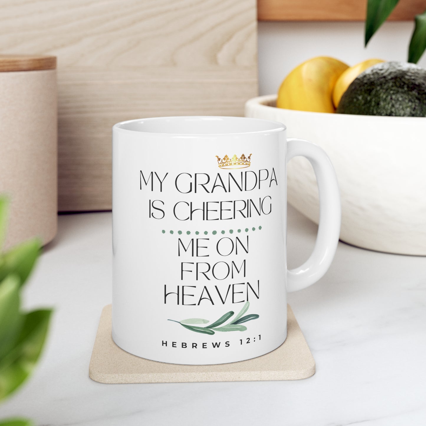 Grandfather Memorial Gift Mug, Cheering Me on from Heaven
