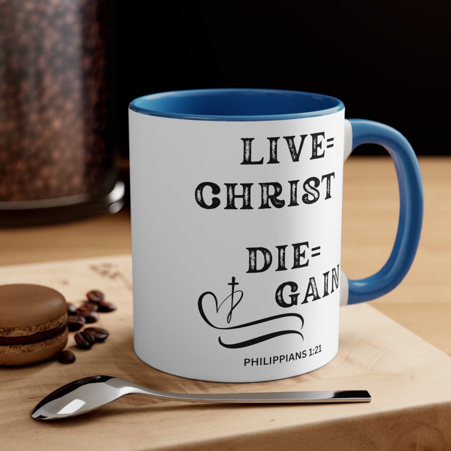 Christian Bible Gift Mug, Philippians 1:20-21, to Live Is Christ