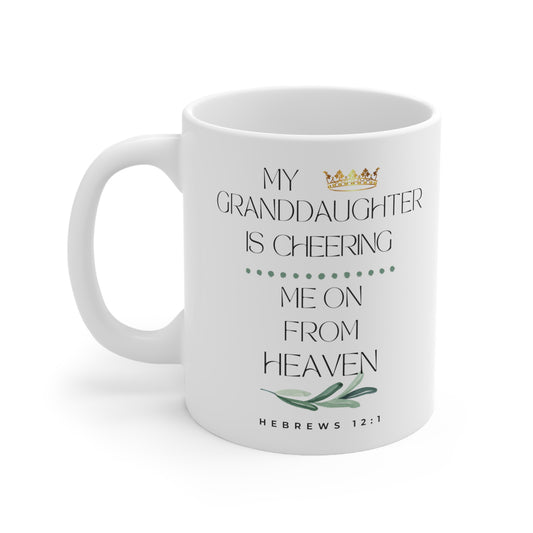 Granddaughter Memorial Gift Mug, Cheering Me on from Heaven