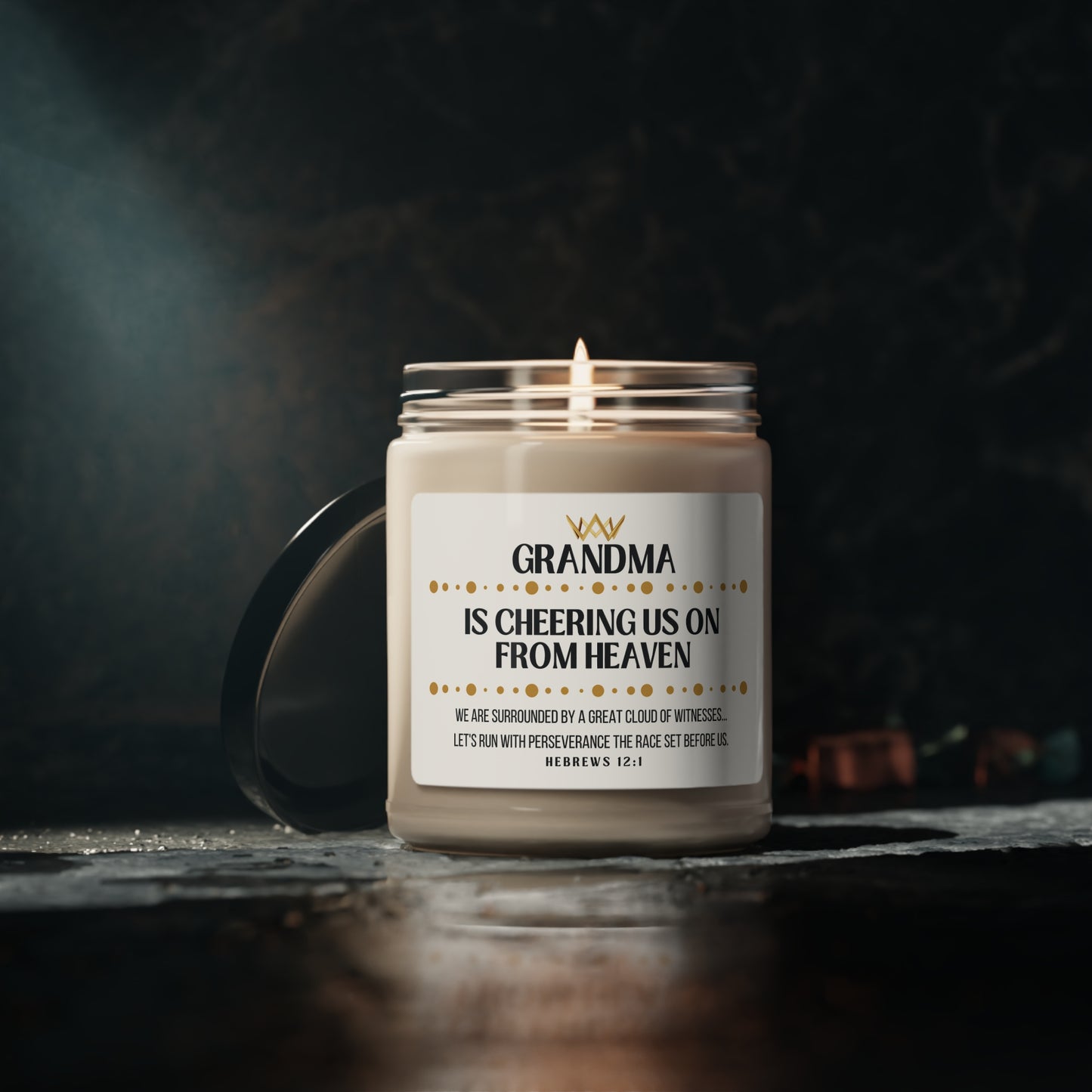 Grandma Memorial Soy Wax Candle, Cheering Us On From Heaven