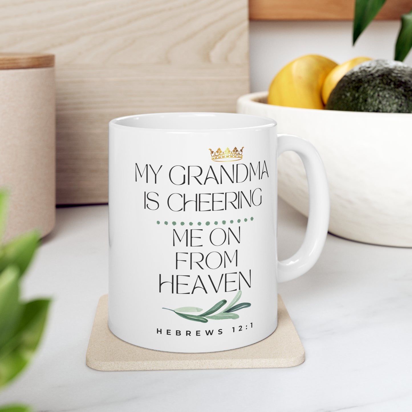 Grandmother Memorial Gift Mug, Cheering Me On From Heaven