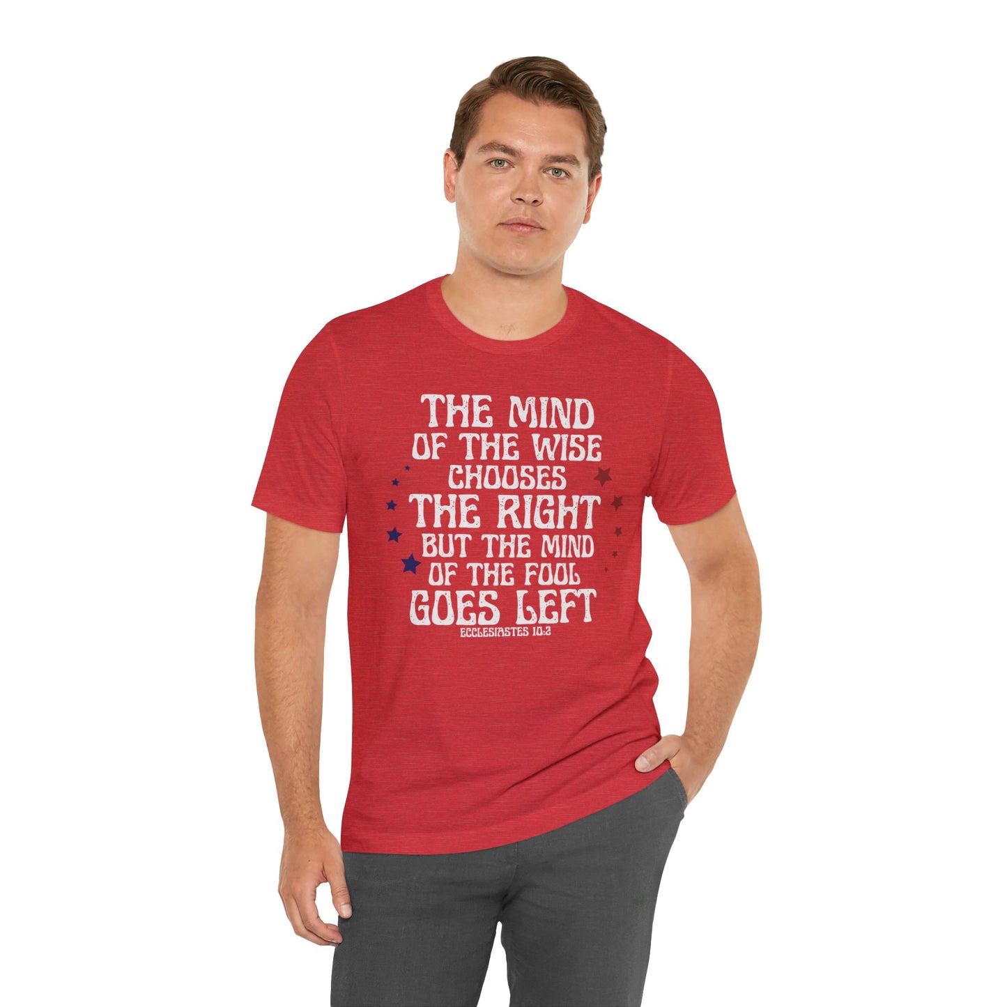 Funny Political Unisex T-shirt, The Mind of the Wise Chooses the Right, Ecclesiastes 10:2