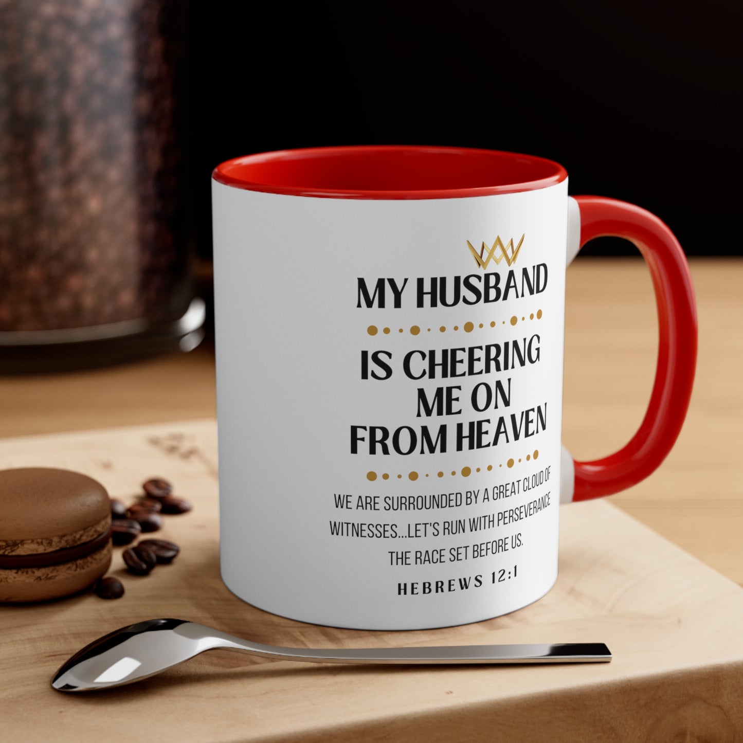 Husband Memorial Gift Mug, Cheering Me on from Heaven