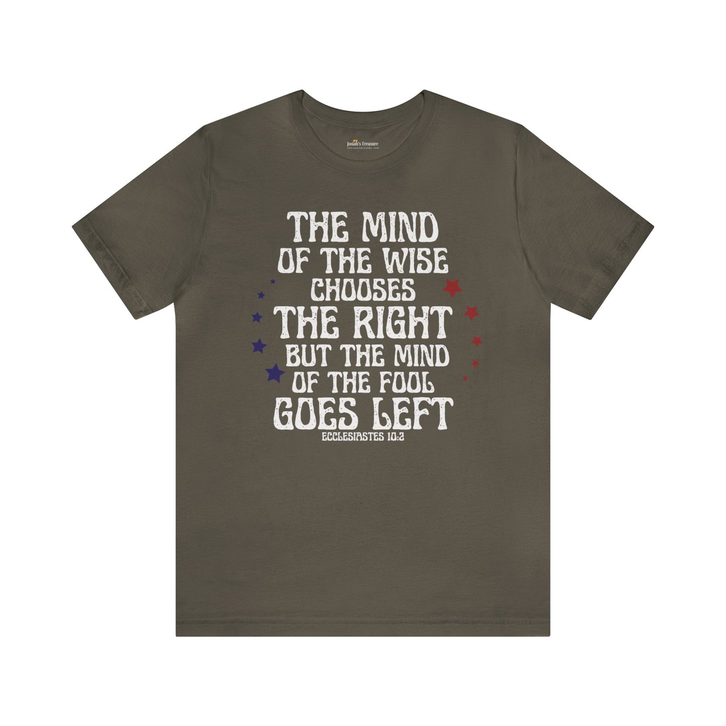 Funny Political Unisex T-shirt, The Mind of the Wise Chooses the Right, Ecclesiastes 10:2