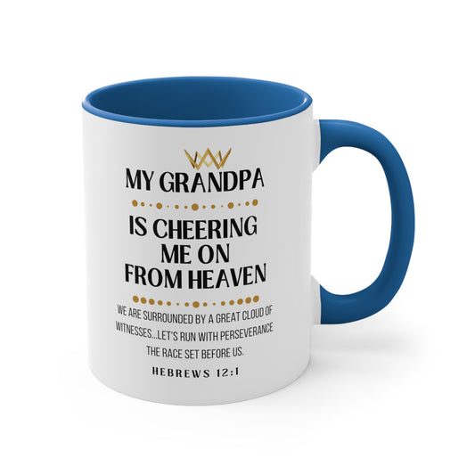 Grandpa Memorial Gift Mug, Cheering Me on from Heaven