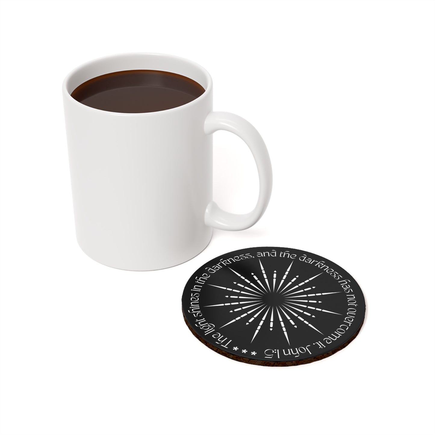 Coaster for Candles, Mugs, Glasses, The Light Sines In the Darkness