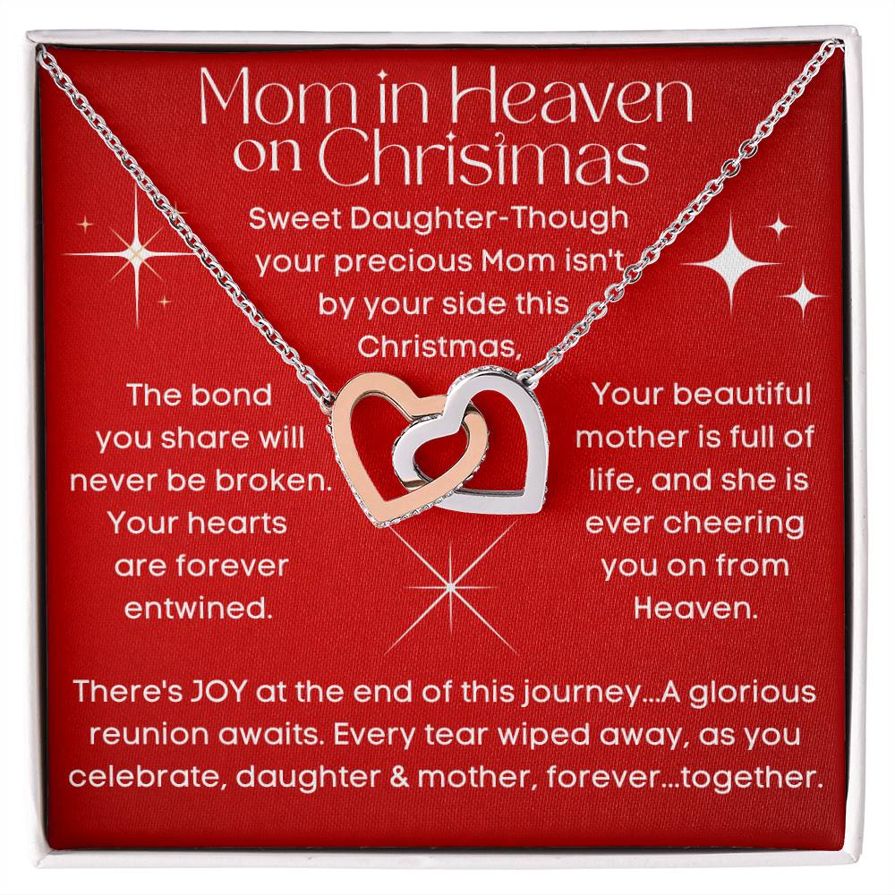 Mom In Heaven for Christmas Memorial Heart Necklace