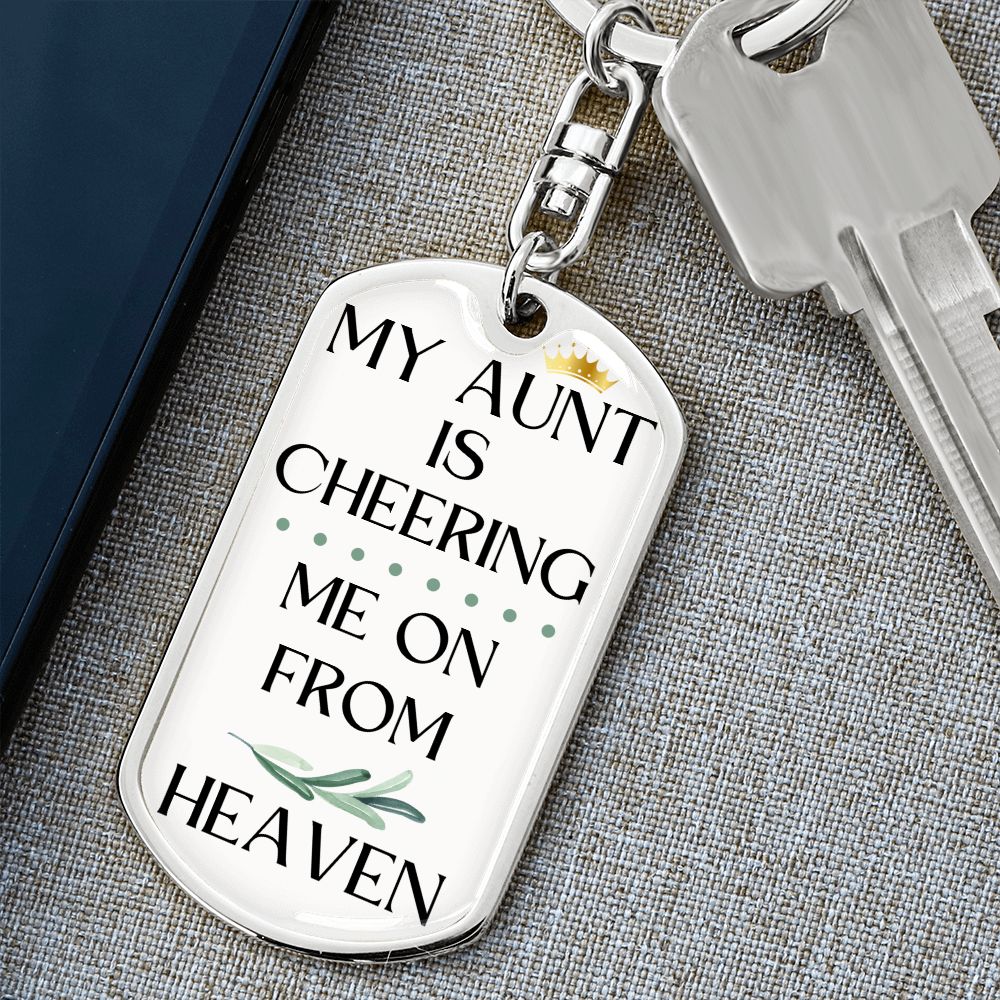 Aunt Memorial Engravable Keychain, Cheering Me On From Heaven