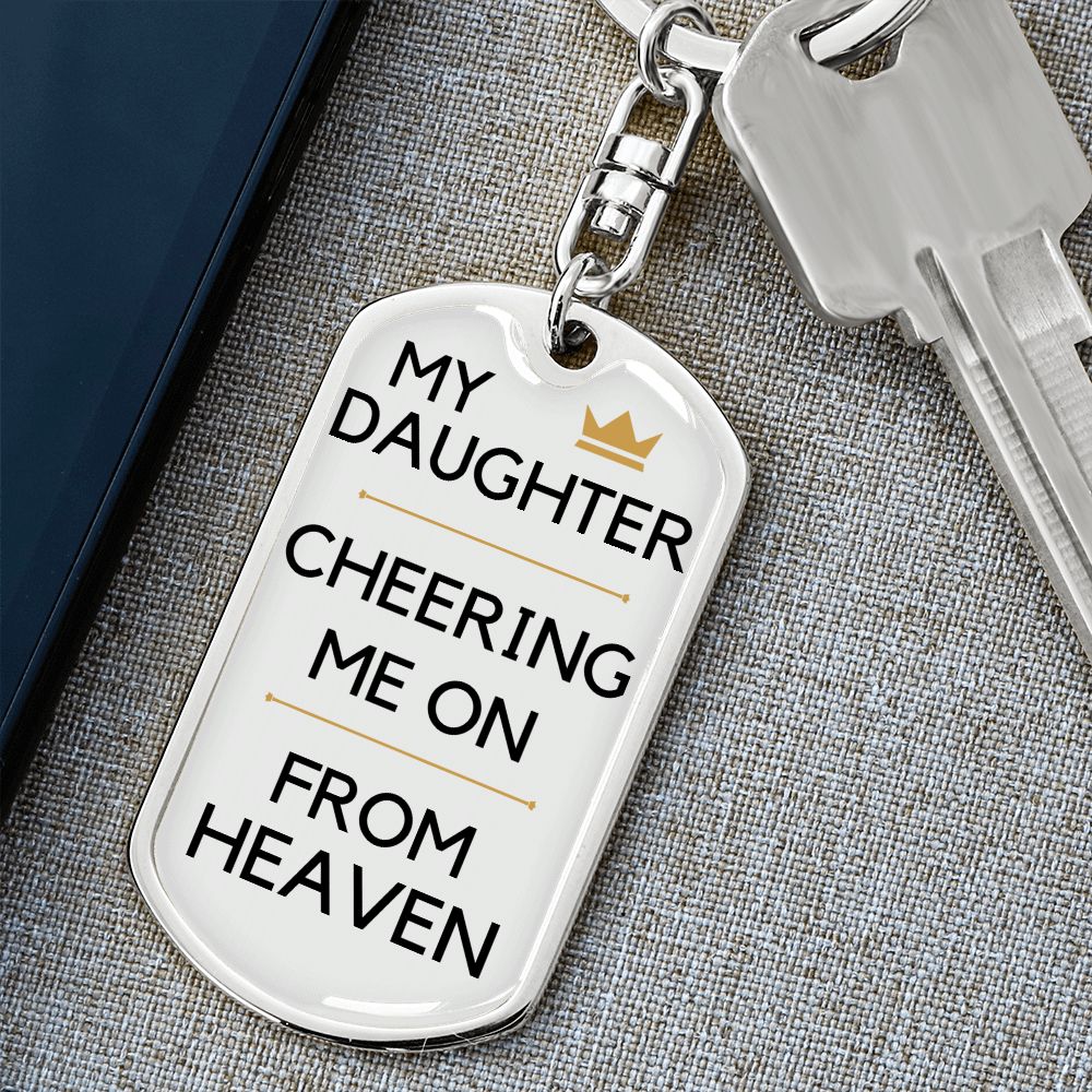Daughter Memorial Engravable Keychain, Cheering Me On From Heaven