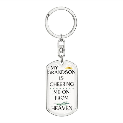 Grandson Memorial Engravable Keychain, Cheering Me On From Heaven