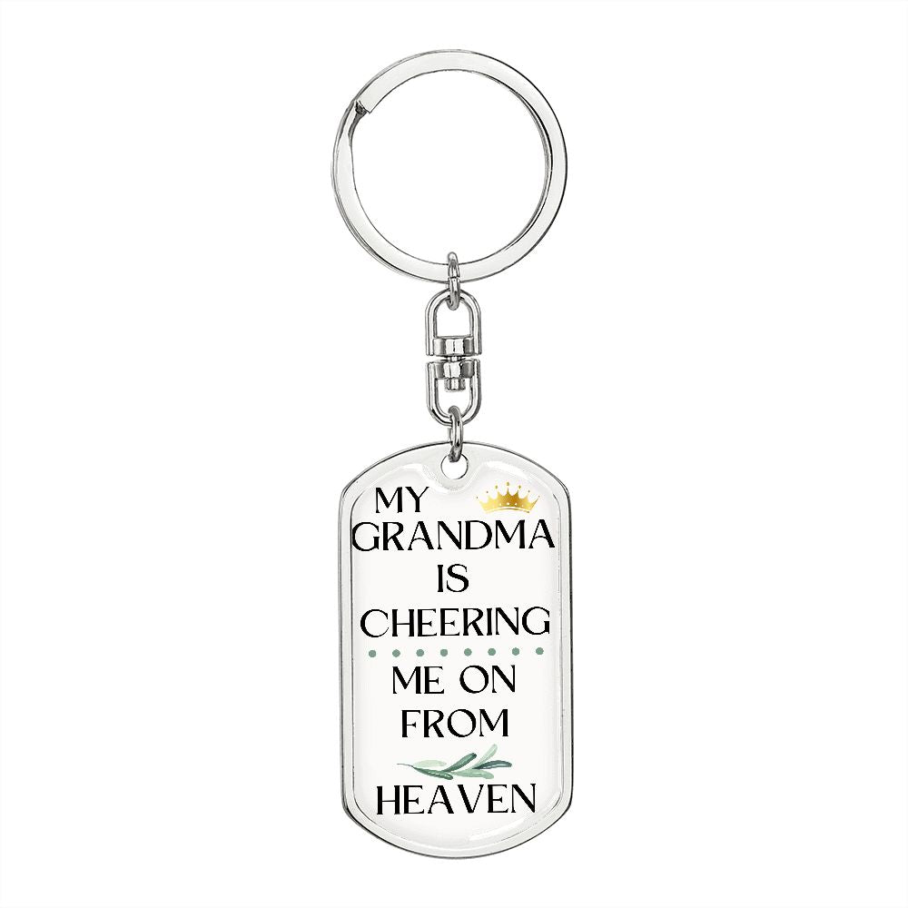 Grandma Memorial Engravable Keychain, Cheering Me On From Heaven