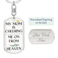 Mom Memorial Engravable Keychain, Cheering Me On From Heaven
