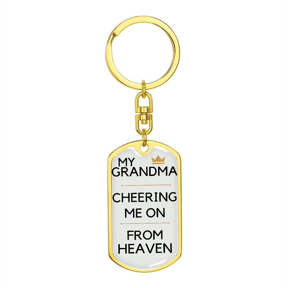 Grandma Memorial Engravable Keychain, Cheering Me On From Heaven