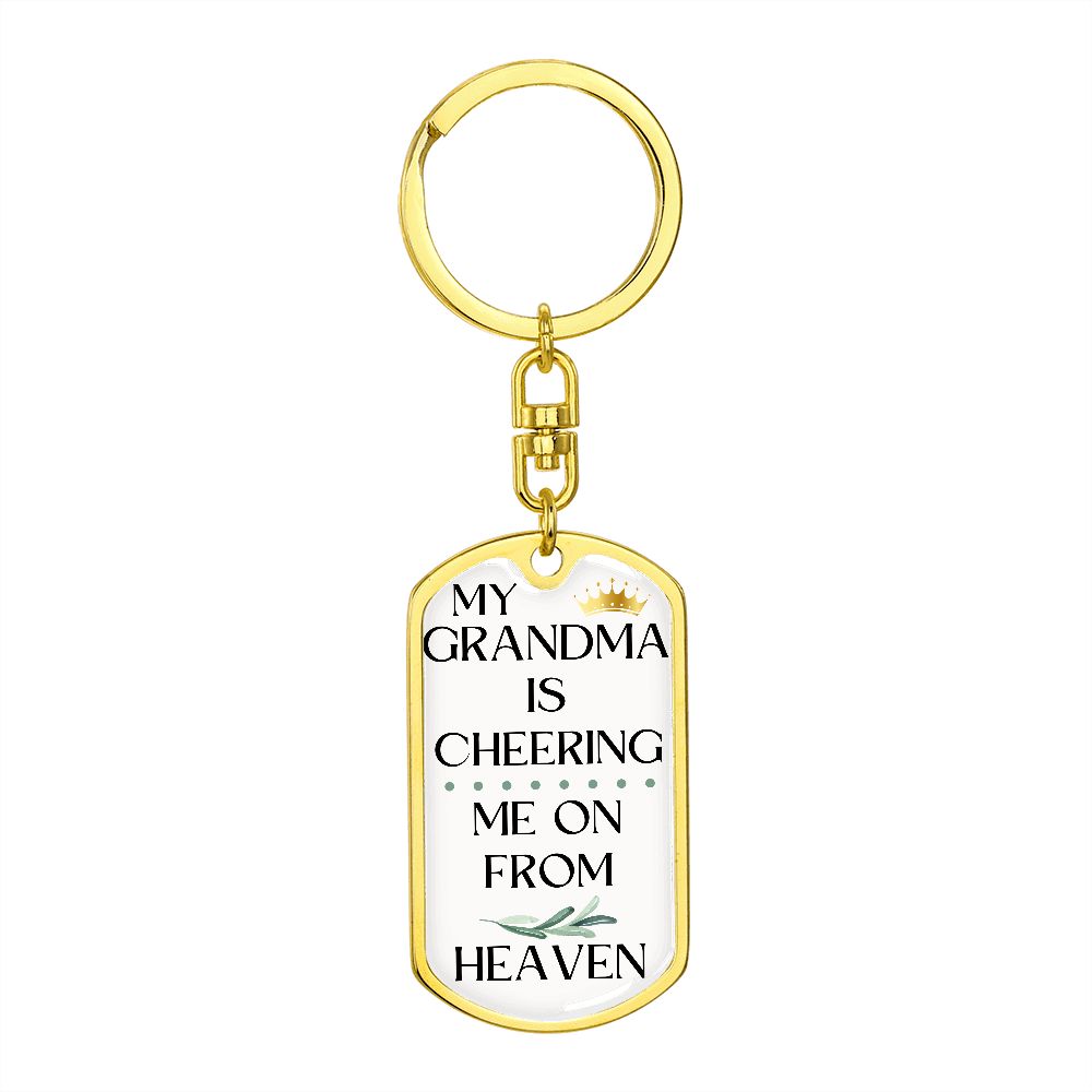 Grandma Memorial Engravable Keychain, Cheering Me On From Heaven
