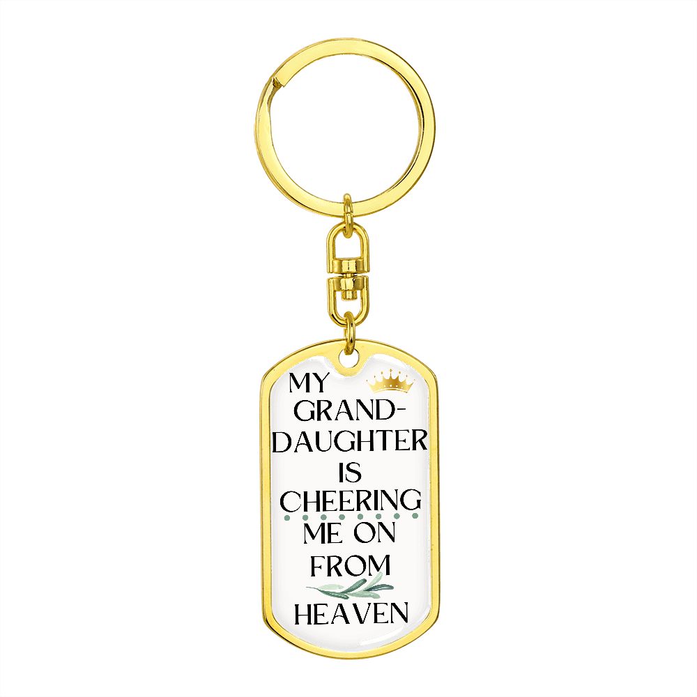 Granddaughter Memorial Engravable Keychain, Cheering Me On From Heaven