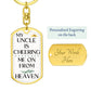 Uncle Memorial Engravable Keychain, Cheering Me On From Heaven