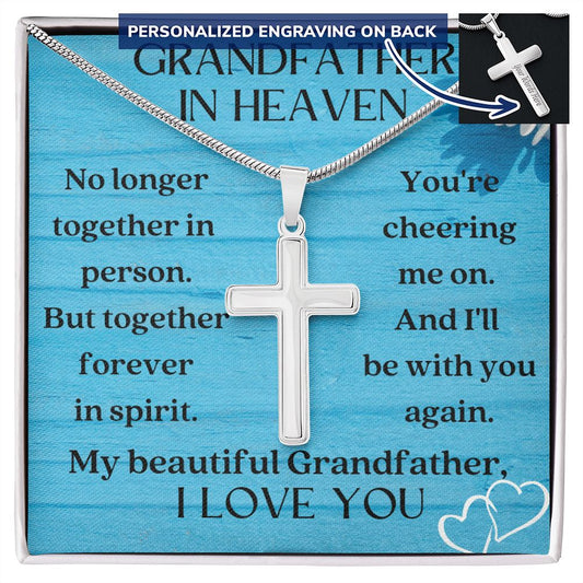 Grandfather Memorial Engravable Cross Necklace