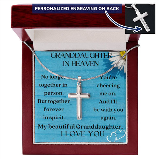 Granddaughter Memorial Engravable Cross Necklace