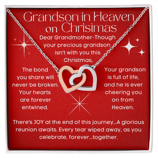 Grandson In Heaven for Christmas Memorial Heart Necklace