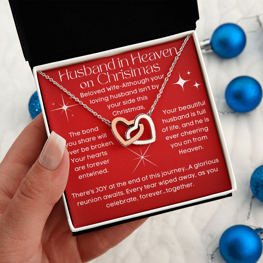 Husband In Heaven for Christmas Memorial Heart Necklace