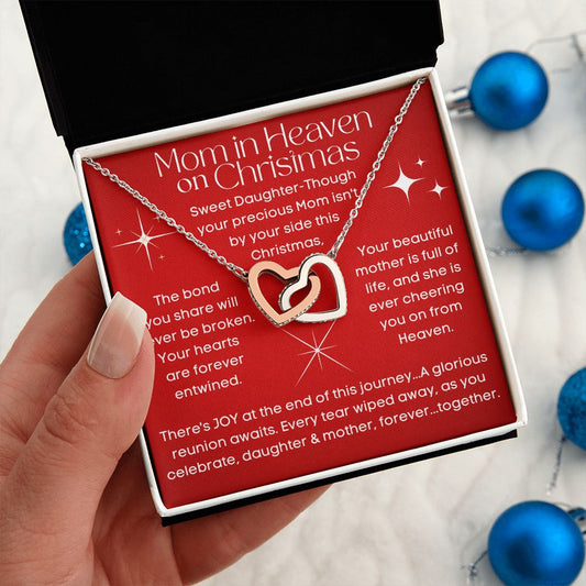 Mom In Heaven for Christmas Memorial Heart Necklace