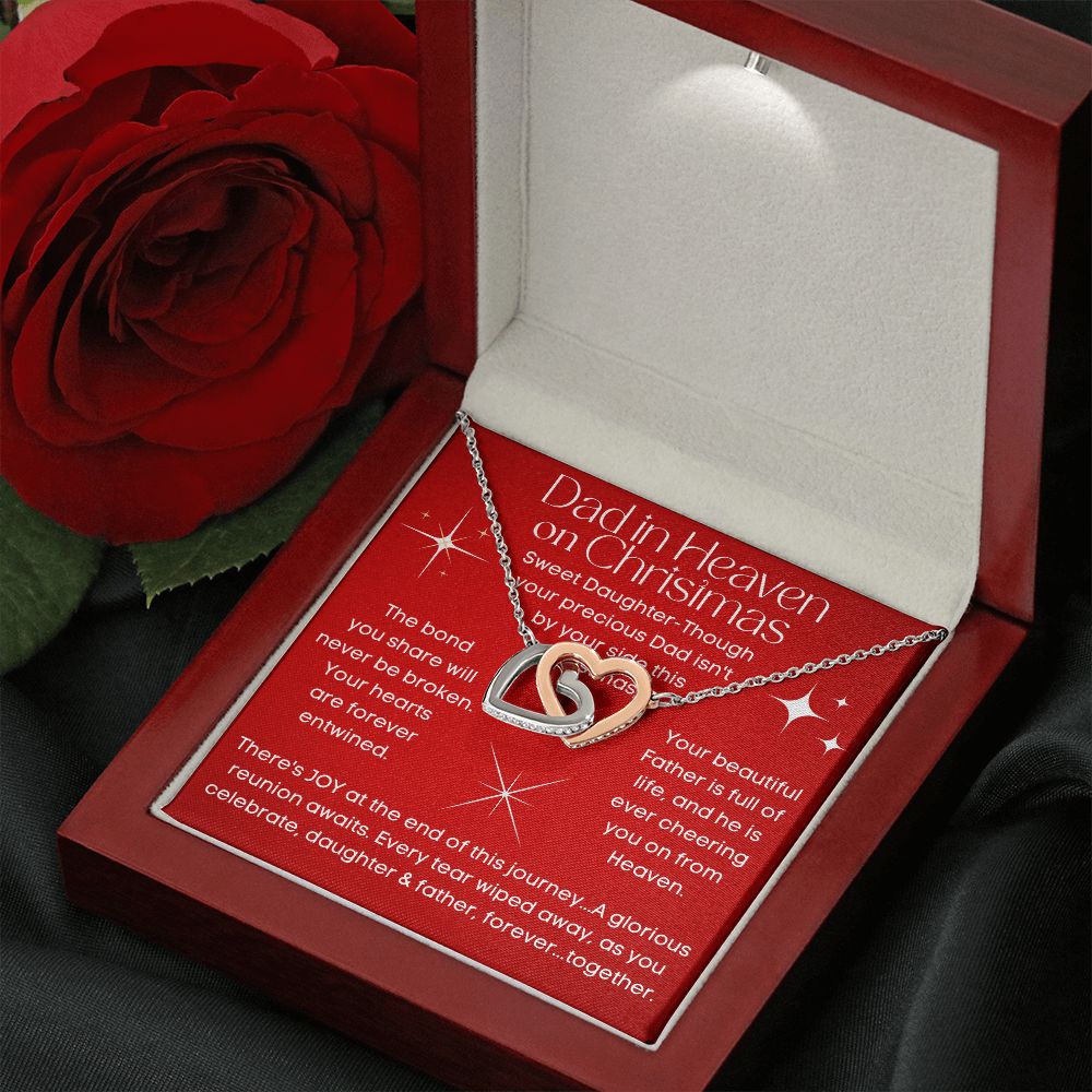Dad In Heaven for Christmas Memorial Heart Necklace