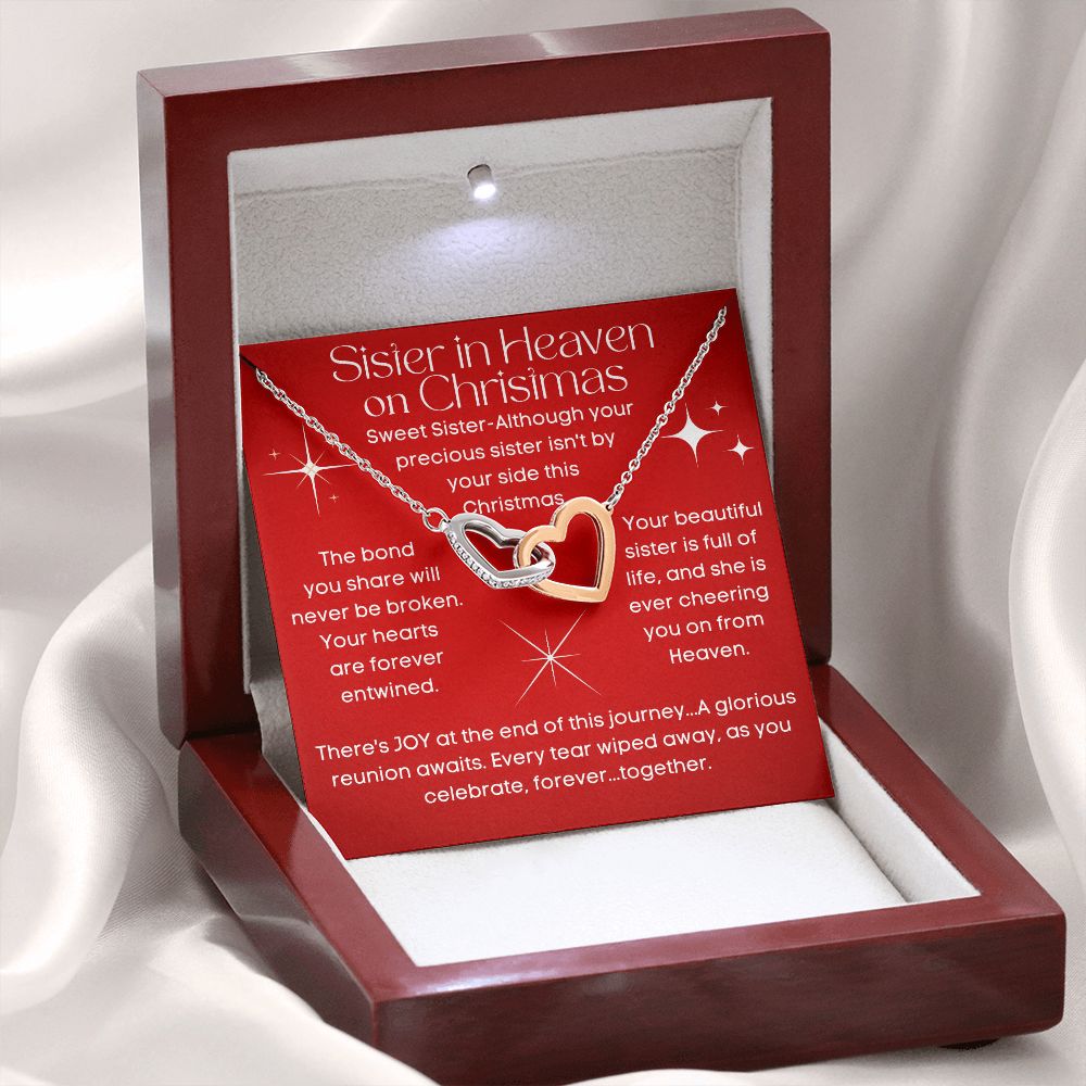Sister In Heaven for Christmas Memorial Heart Necklace