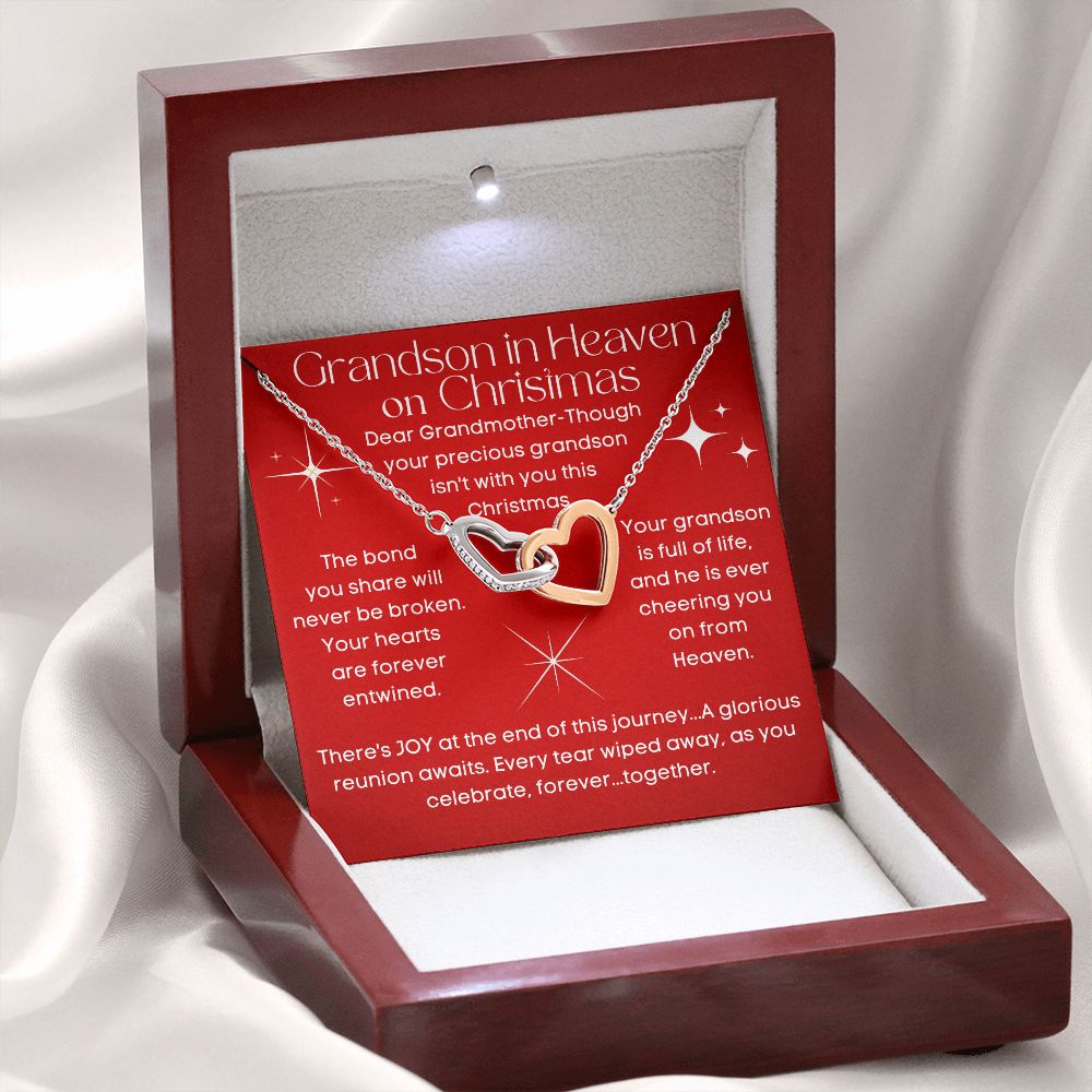 Grandson In Heaven for Christmas Memorial Heart Necklace