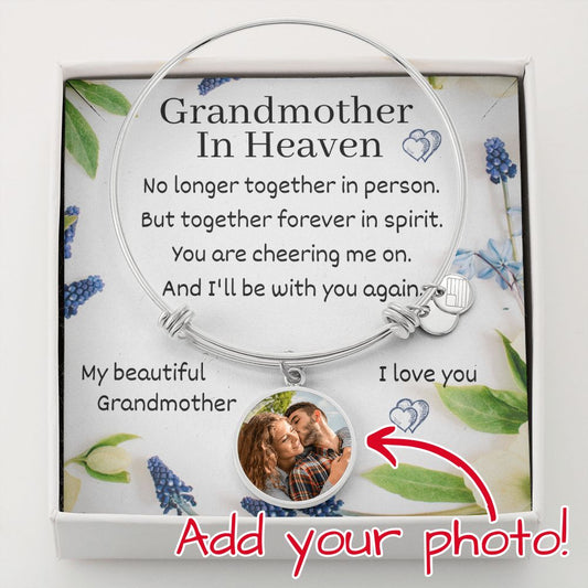 Grandmother in Heaven Engravable Photo Bracelet, UPLOAD YOUR PHOTO