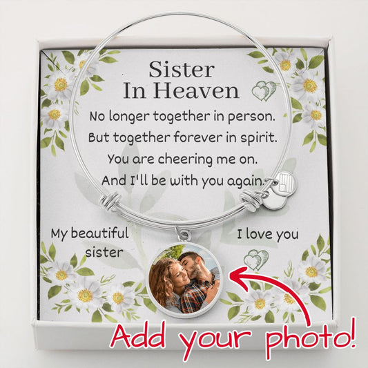 Sister in Heaven Engravable Photo Bracelet, UPLOAD YOUR PHOTO