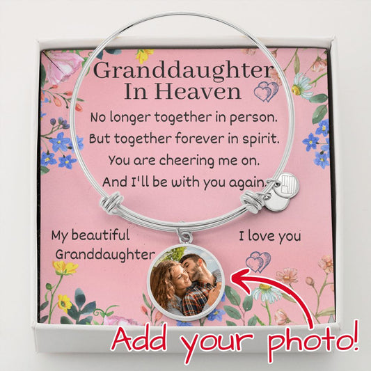 Granddaughter in Heaven Engravable Photo Bracelet, UPLOAD YOUR PHOTO