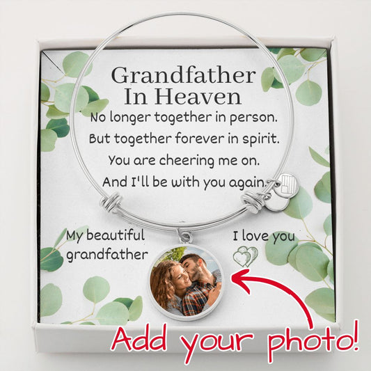 Grandfather in Heaven Engravable Photo Bracelet, UPLOAD YOUR PHOTO
