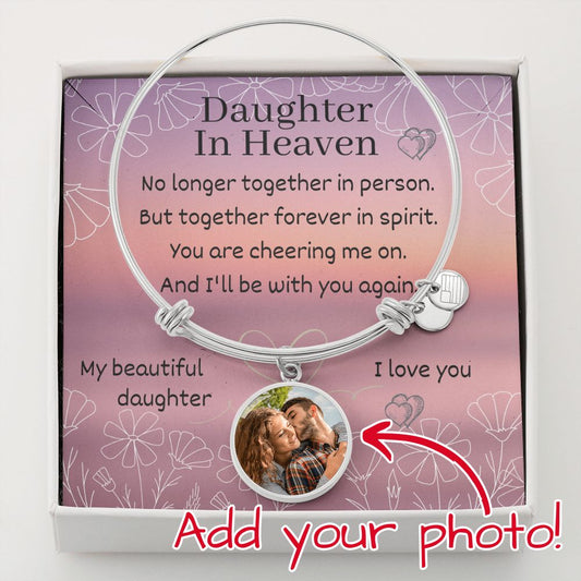 Daughter in Heaven Memorial Photo Bracelet, UPLOAD YOUR PHOTO