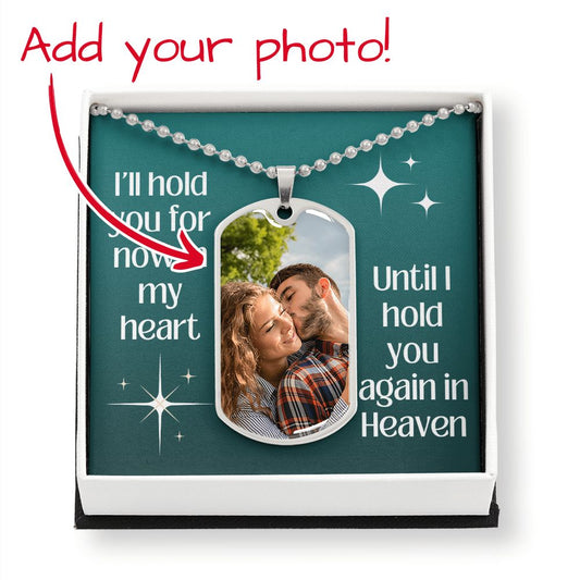 Memorial Photo Dog Tag Necklace, YOUR PHOTO, Engravable Back